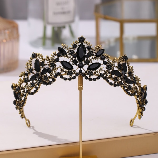 CASA Svart Tiara för Kvinnor Guld Krona för Flickor Bröllop Prinsessa Födelsedag Kristall Strass Hårband
