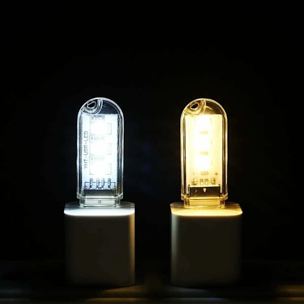 5 STK Mini Bærbar USB Natlampe DC 5V 3leds Skrivebord Boglæsning