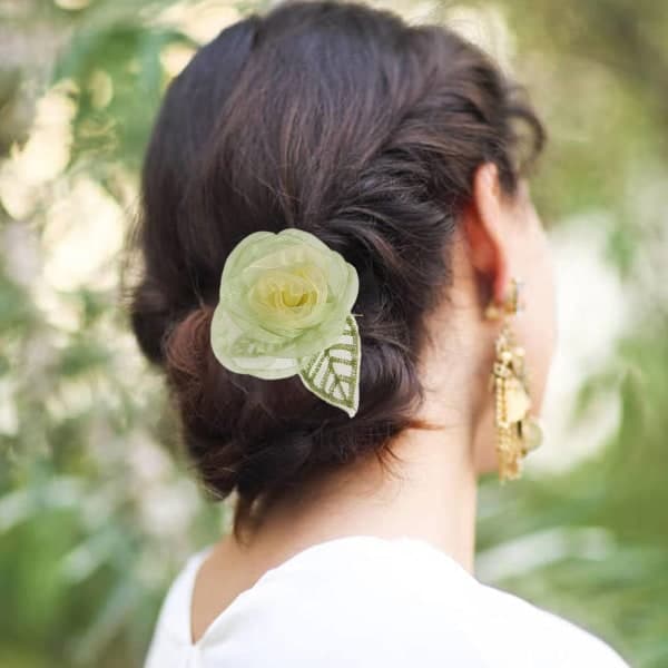 IG 4 stk. Håndlagde Camellia Hårnåler U-formede Hårspenner Hårstrikk Tender Green[ca]