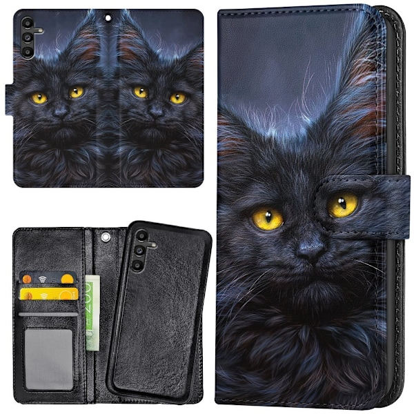 Samsung Galaxy A55 5G - Wallet Case/Cover Black Cat