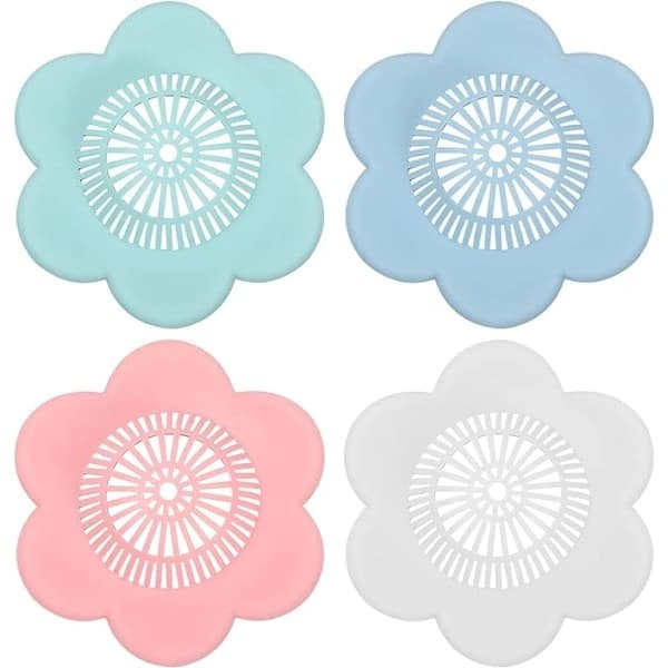 4-pack silikonhårsil, silikon diskbänksfilter, avloppsskyddsfilter för avloppshål, hårfångare duschskydd, för badrum, badkar a