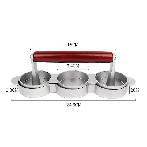 Mini Hamburgerpress Nonstick 3 Fack Liten Hamburgare Press Trippel Biffburgare Form Mac[D]