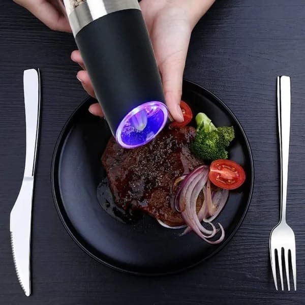 2 Electric Salt and Pepper Grinders with LED Light