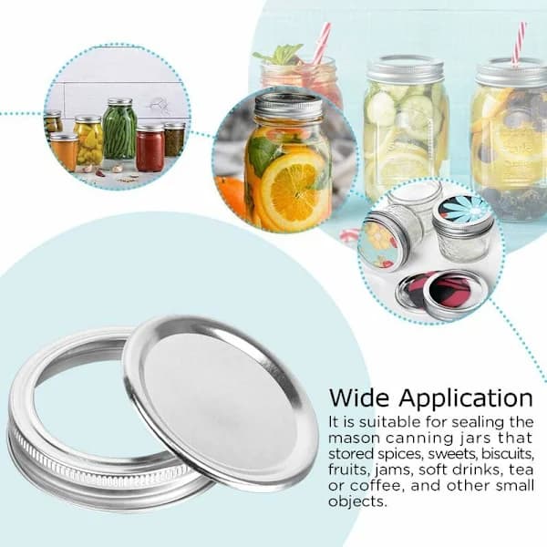 Mason Jar Lock, 24-pack 70 mm Vanlig Öppning Läcksäkra Konserveringslock Delade Lock