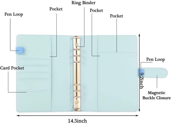 A5 PU-læderringbind, genopfyldelig 6-rings ringbindsomslag, forretningsnotesbog ringbind notesblok og mødenotesblok