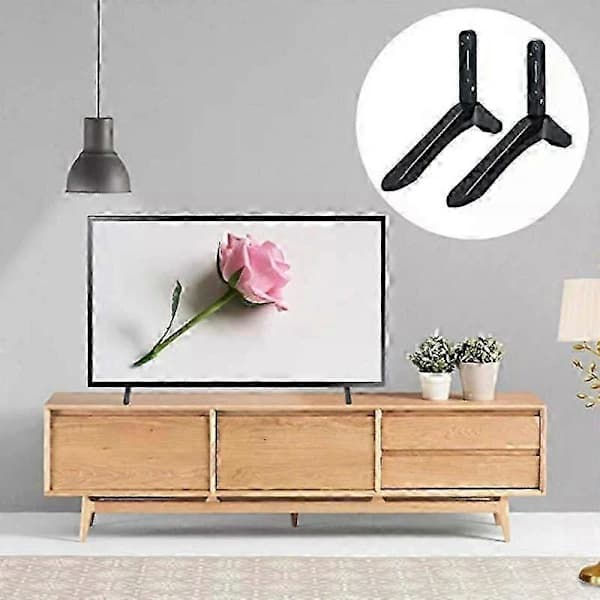 Universal TV Legs Replacement - Easy Installation, Super Stable Non-Slip TV Stand with Space Saving Design (Black)