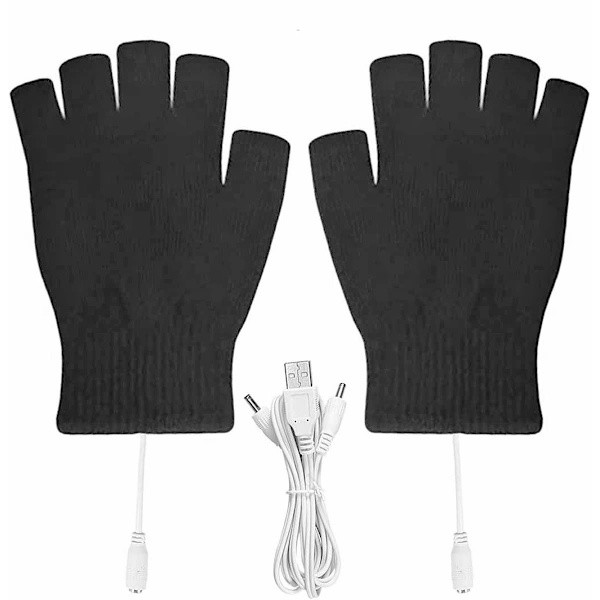 USB-värmevantar / Vantar / Handskar / Halvvantar Svart one size