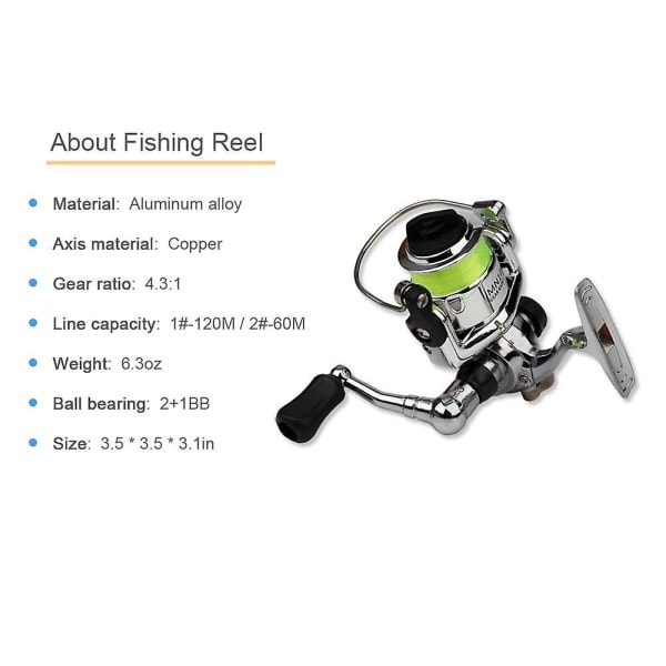 1M / 1,4M ficka Hopfällbart fiskespö Rulle Combo Mini Pen Fiske Spö Kit Teleskopfiske silver 1M