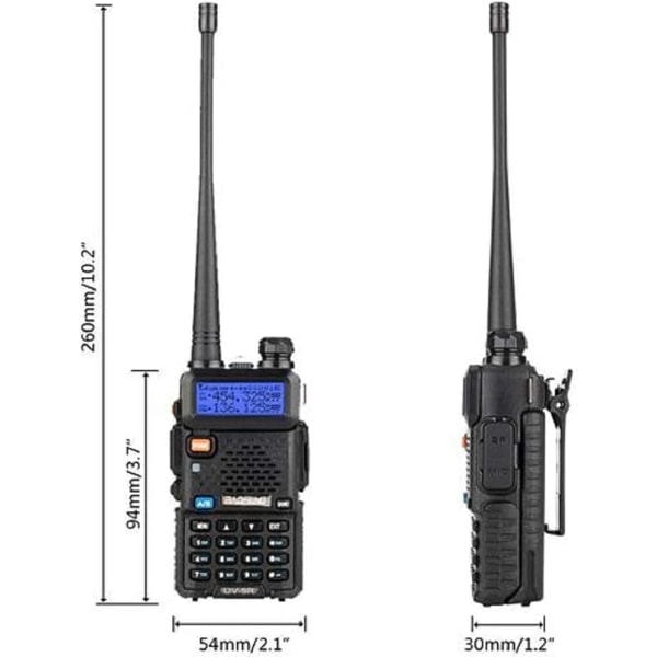 UV-5R To-vejsradio Dobbelt bånd 144-148/420-450Mhz Walkie Talkie 1800mAh Li-ion Batteri (Sort)