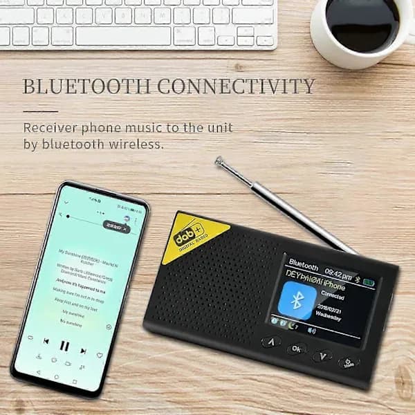 2.4  \" Bærbar DAB DAB+ Digitalradio FM Genopladelig Bluetooth Musikafspiller LCD ft