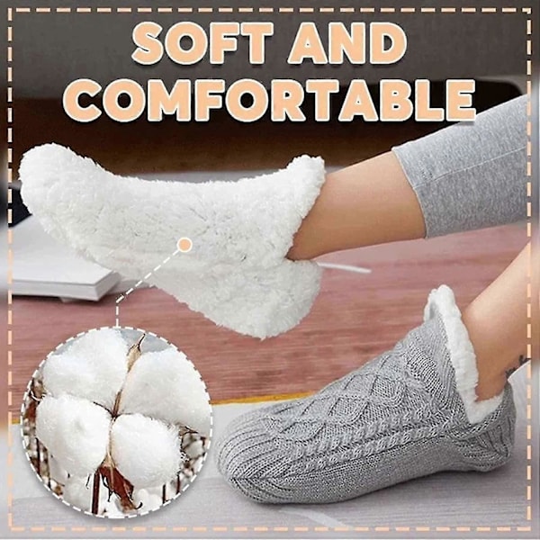 1 Par Vävda Sammetstofflor Innesockor, Halkfria Termiska Innesockor, Hejdå Domningar, Svullnad Grå Gray L for EU Size 43-45