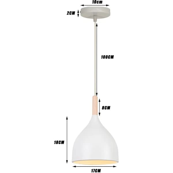 Justerbar Hvid Metal & Træ Loftlampe