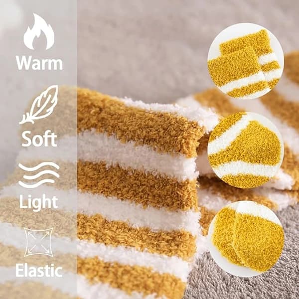 6 par varme, bløde sokker til kvinder, sengesokker til kvinder, bløde mikrofiber tykke, bløde sokker til kvinder størrelse 4-7 til vinteren
