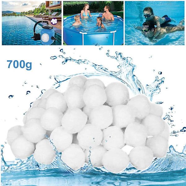 2023 - 700g/8l Filterkugler til Pool, Filterkugler, Fiberfiltermedie til Sandfilter i Pool