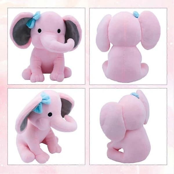 Rosa Tegnet Elefant Plyslegetøj 25cm