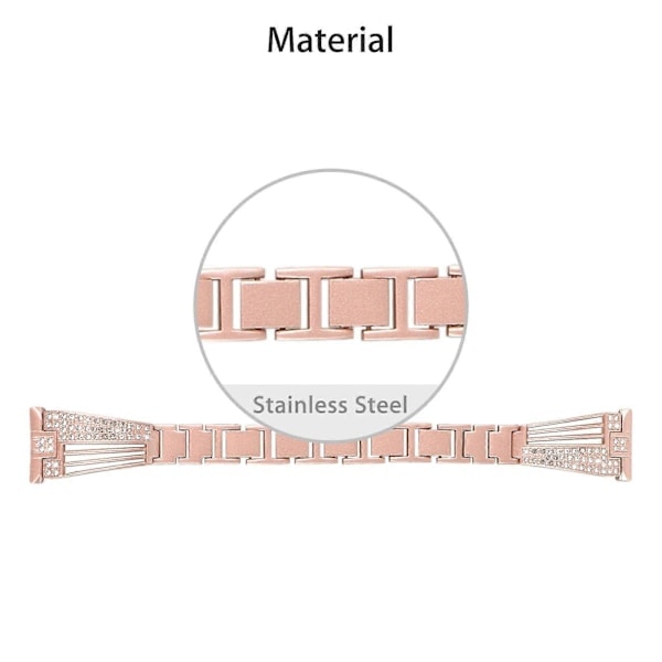 Kompatibel med Fitbit Versa, Fitbit Versa Lite Erstatningsarmbånd, Rustfritt stål med Rhinestones[D]