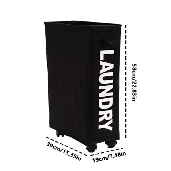 Laundry Basket with 4 Rolling Wheels and Handle for Household Storage Oxford Cloth Black