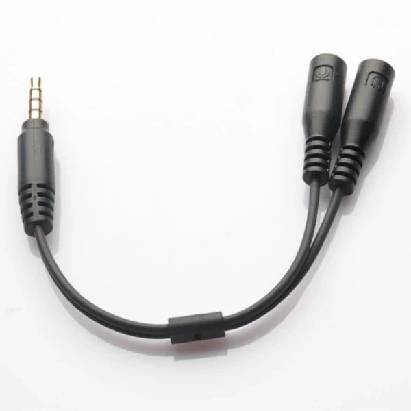 3,5 mm stereo lyd hanstik og mikrofon splitter adapter sort