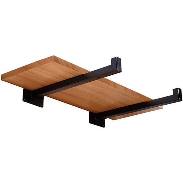 Heavy Duty Shelf Brackets - 8\" Flange Floating Metal Shelf Bracket, Retro Wall Shelf Hardware Bracket (2-Pack, Black)
