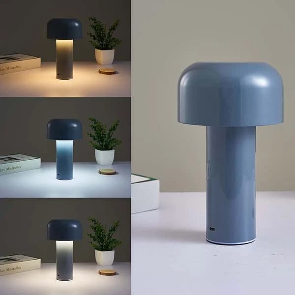 TS Batteridrevet LED Bordlampe - Grå Oppladbar