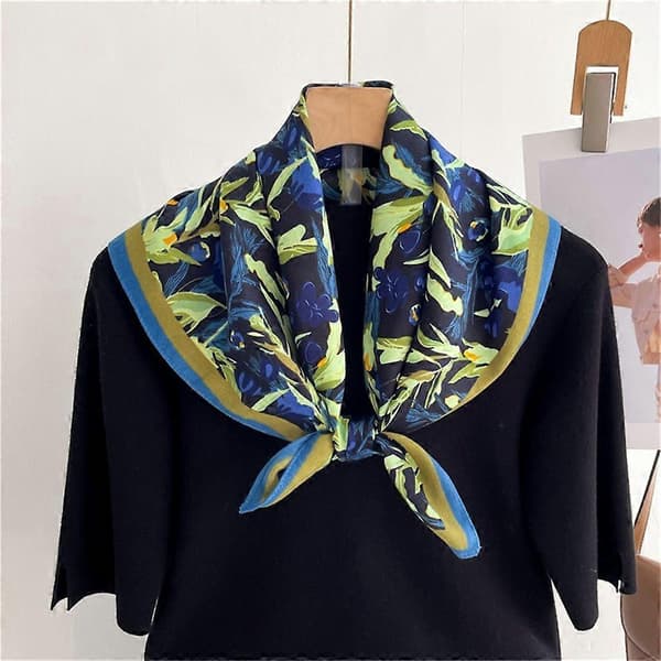 Moteriktig Blomstrete Skjerf Lite Skjerf for Trendy Kvinner Damer Blå Blue