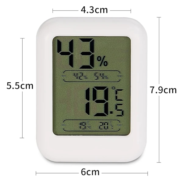 Digital Inomhustermometer - Digital Hygrometer Termometer - Hygrometer Termometer - Mini Temperaturmätare - Luftfuktighet - Med Maximal Temperatur