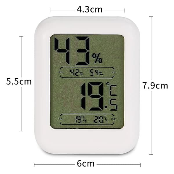 Innendørs Digitalt Termometer - Digitalt Hygrometer Termometer - Hygrometer Termometer - Mini Temperaturmåler - Luftfuktighet - Med Maksimal Temperatur