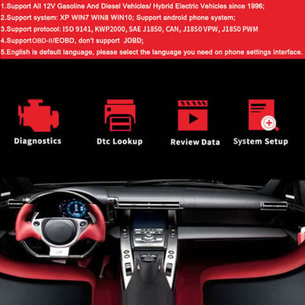 KW902 Mini BT 4.0 Trådløs OBD-II Bilscanner