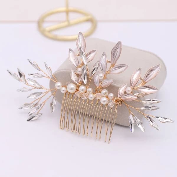 Blomsterperle Hårkam Krystall Rhinestone Hårnåler Brudehår
