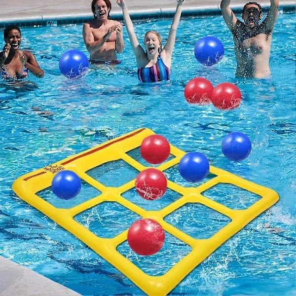 Poolleksaker Set - Tic-Tac-Toe Uppblåsbar Poolleksak Med 10 Bollar