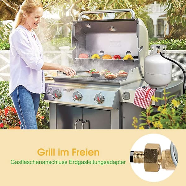 Gasslangeadapter 1/2 tomme hun til 1/4 tomme han messinggevindfitting til campingkomfurgrill 2-pak gul
