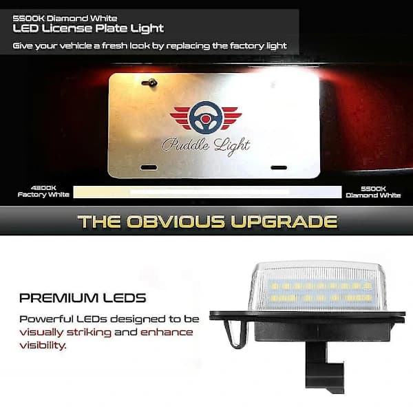 [CA] 2 stk. LED-nummerpladelygter, fejlfri, til Mitsubishi Outlander mk2 mk3 Lancer Eclipse 3 4 Cross Galant Xpander Hvid