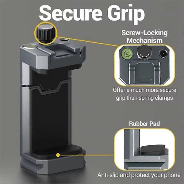 Telefonholder Stativbeslag med Cold Shoe & Quick Release Plade Universalklemme til 16,A