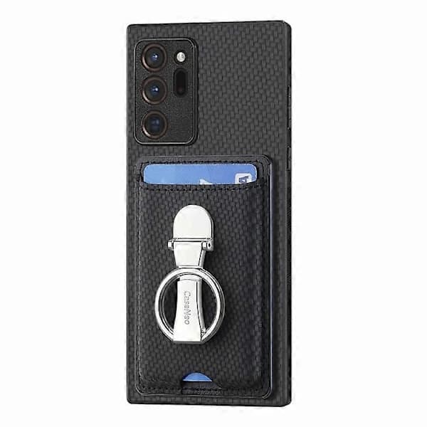 2025 Senaste modellen för Samsung Galaxy Note 20 Ultra Kolfiber Kortplånbok Vikbart Ringhållare Telefonfodral