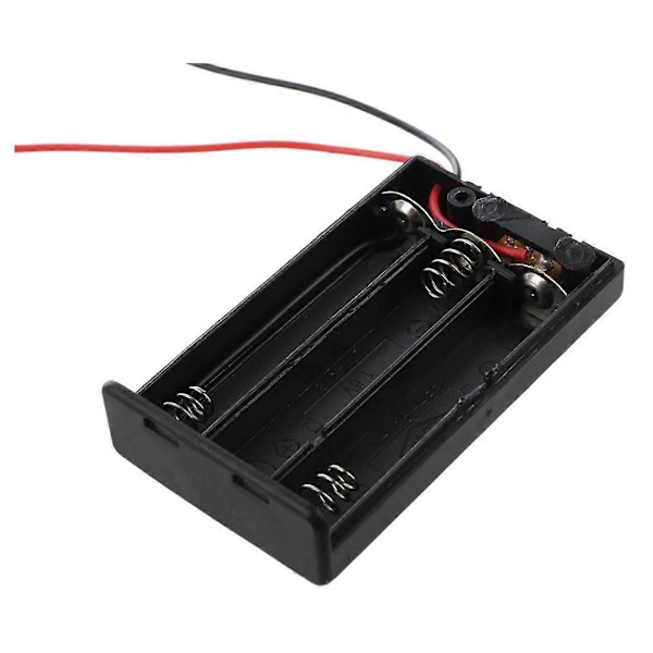 CASA 2 stk. 3 x AAA 4,5V Batteriholder Kasseboks Ledningsført ON/OFF Kontakt m/ Låg