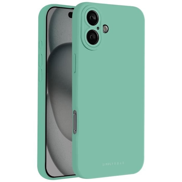 iPhone 16 -kuori silikonista, matta, pehmeä, kameransuojattu, Roar Pale Green