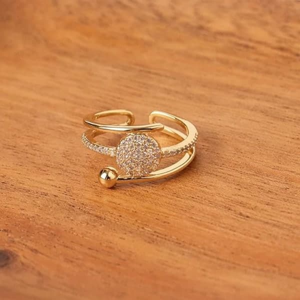 Justerbar åben ring til kvinder - Illusion Multi Circle Simuleret Diamant Cub Zirconia Mode Kostume Smykker Gave til Bal Fest