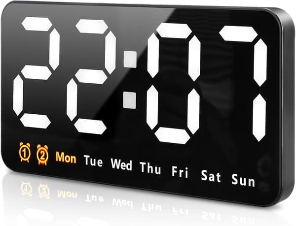Stor digital väggklocka, digital LED-väggklocka med 3 justerbara ljusstyrkor[ca]
