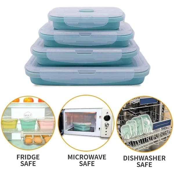 [CA] BPA-frie sammenleggbare silikonmatbeholdere - Sett med 4