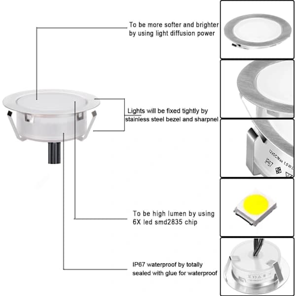 6-pack solcellsdrivna LED-trädgårdslampor - IP67 vattentät