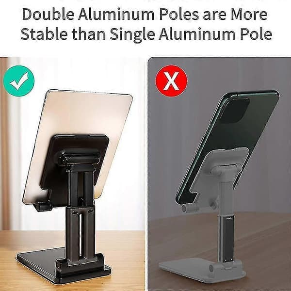 Dubbel Pol Fällbart Tabletstativ, Justerbar Höjd För Ipad Pro Stativ Utdragbar Solid Skrivbordsstativ Edition 5 5 5 5