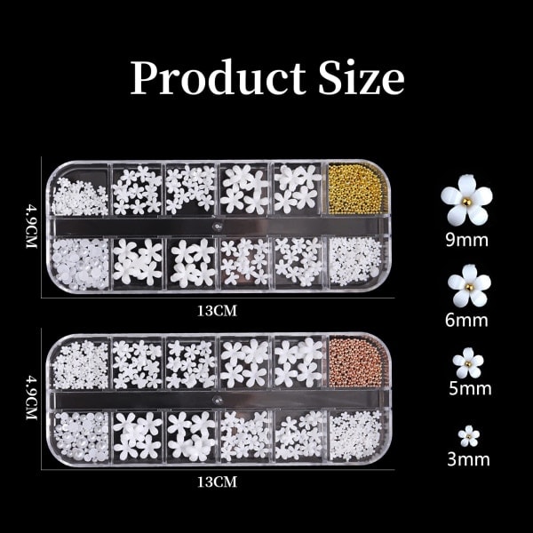 2 Set Akryl Blomsternaglar Dekoration-Platta Hartsdekaler Naglar-Kvinnor Flickor DIY Nageldesign