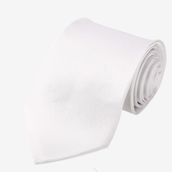 #Klassisk slips til mænd, hvid, 8 cm#