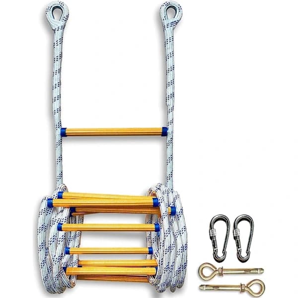 Portable Fireproof Rope Emergency Ladder (Size: 3m/9.8ft), Quick Deployment, Soft Ladder for Adults to Escape Through Windows