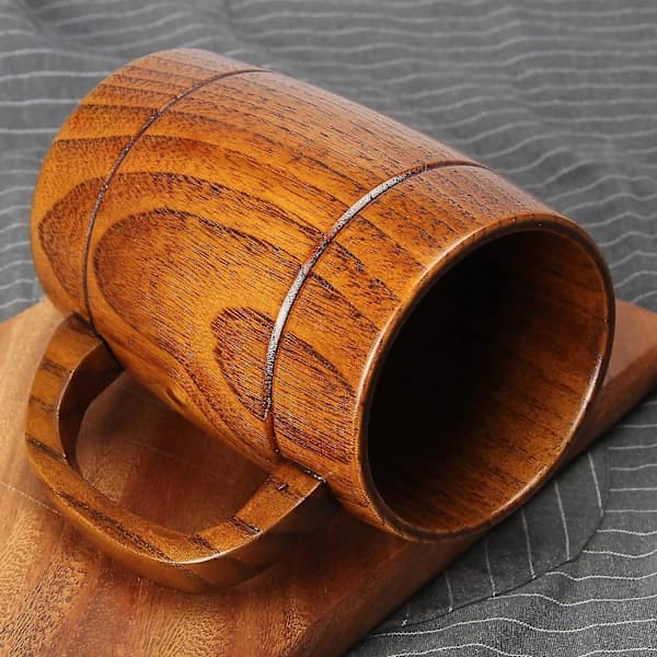 [CA]SSRGV Stor Träölmugg 414 ml Bästa Trädrickskopp Trätankard Ölglas Stein Tekopp Tunna Mugg för Män Kvinnor Kaffemugg Present Viking Mugg