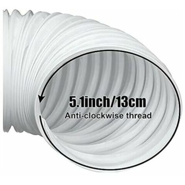 Ulisem 2m PVC slange til mobil aircondition, fleksibel udstødningsslange til montering i retning mod uret, Ø13CM..ca