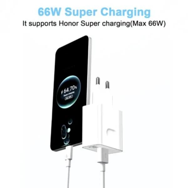 66W Supercharge Hurtiglader til Honor 200 Lite 90 Lite Magic6 Lite, 66W Supercharge Oplader med 6A USB C Kabel 1m til Honor Magic6 6Pro Magic7 Lit...