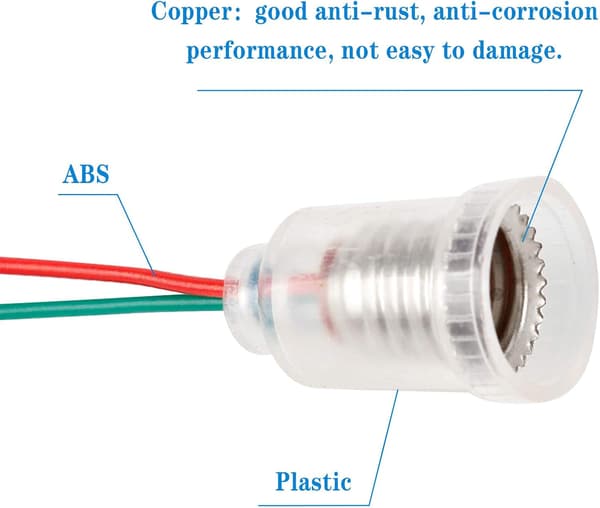 20-pakning E10 lampeholder med ledning, ABS og kobber E10-sokkel for LED-pærer, kretstesting og fysikkundervisning, 20 cm