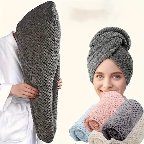 Mikrofiber Hårhåndklæde – Superabsorberende & Blødt Hårtørringshåndklæde, Hurtigtørrende & Krusreducerende grå 2 stk