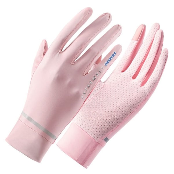 Anti-UV Solskydd Ice Silk Handskar Körhandskar för kvinnor.CA pink Ice Silk